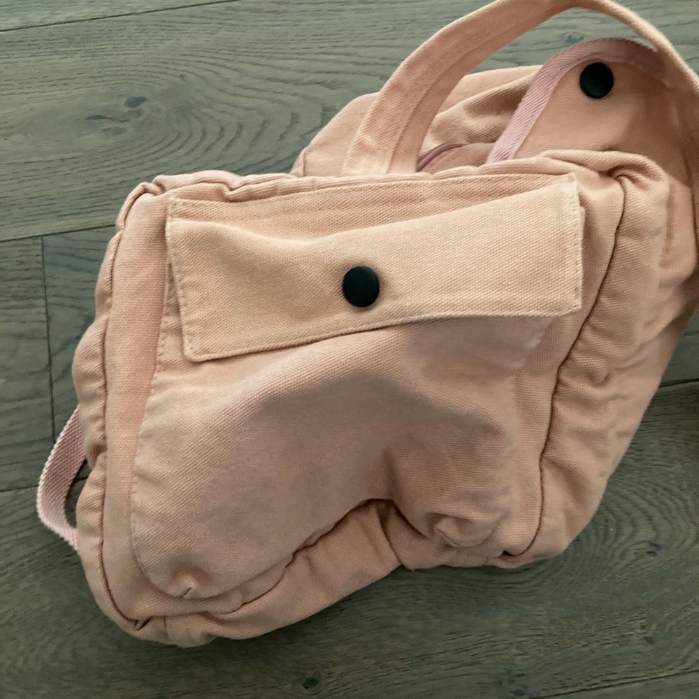 Edgy and Chic Pink Black Button Canvas Shoulder Tote Hobo Bag - Picture 4 of 4
